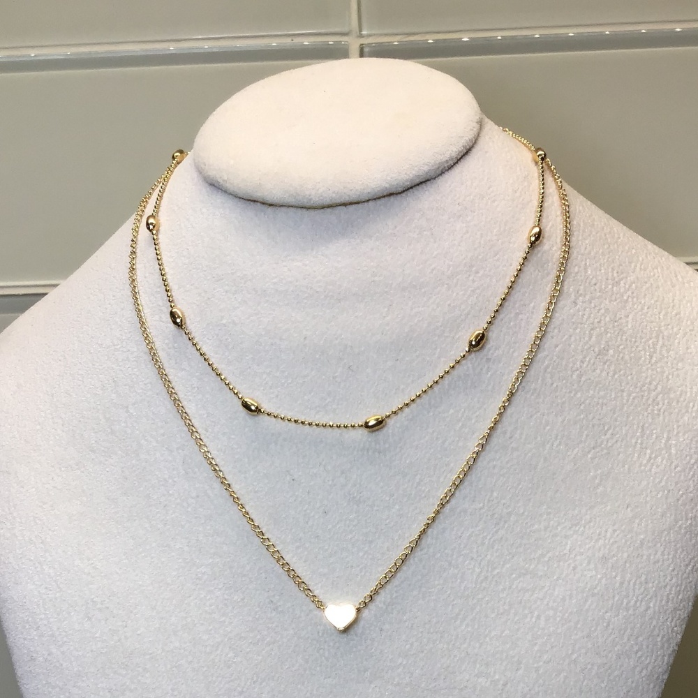✨GOLD HEART HEART TWO CHAIN CHOKER NECKLACE✨